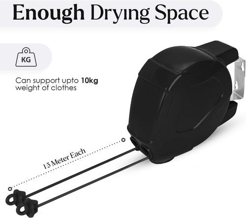 image-Retractable Washing Line - 30M Double Black 