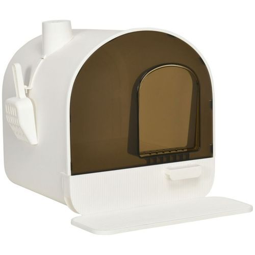 image-Fully Enclosed Cat Litter Box - White 17" Small