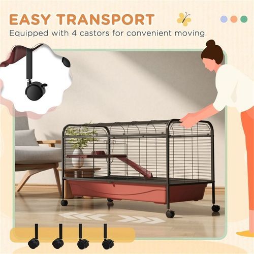 image-Dog Crate - Red/Black 48" L x 23.25” W x 28.75" H for Rabbits