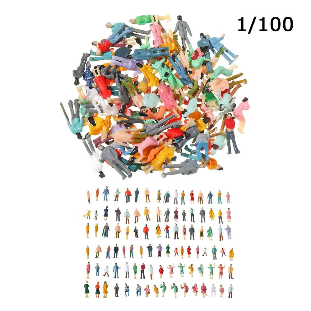 image-Painted Model People - 100Pcs Realistic Figures for Train & Landscape Models - ABS Plastic