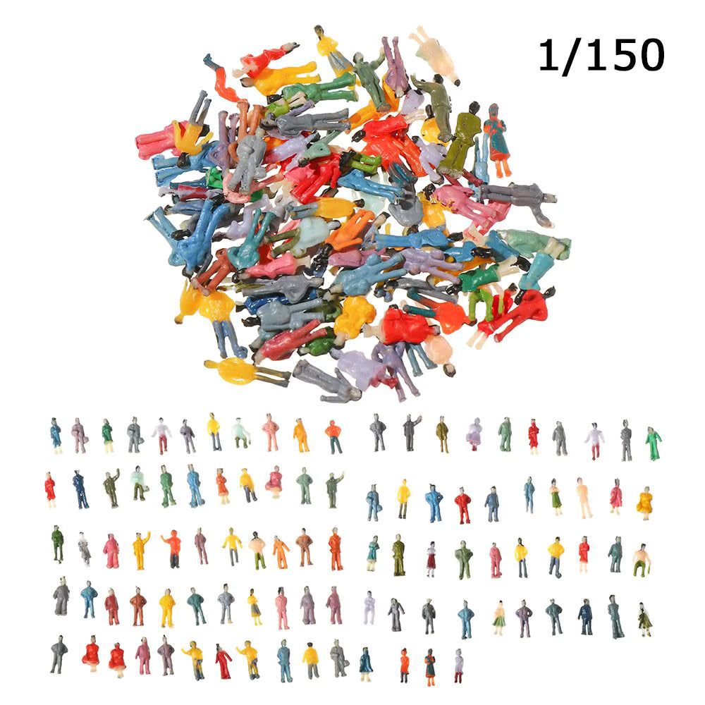 image-Painted Model People - 100Pcs Realistic Figures for Train & Landscape Models - ABS Plastic
