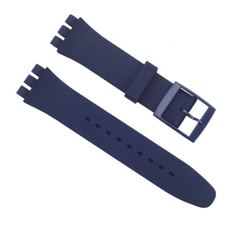image-UYRBKS Silicone Watchband for Swatch - Durable 21cm Rubber Strap Black