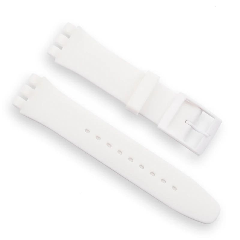 image-UYRBKS Silicone Watchband for Swatch - Durable 21cm Rubber Strap Black