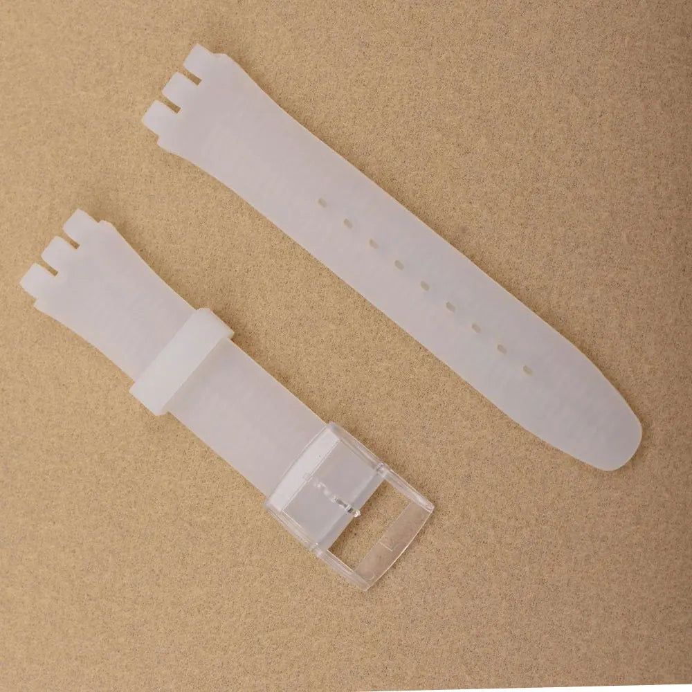 image-UYRBKS Silicone Watchband for Swatch - Durable 21cm Rubber Strap Black