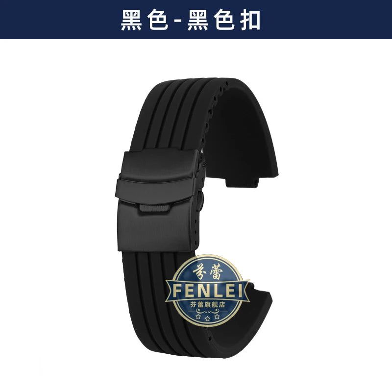 image-Custom Black Silicone Watch Strap - 180mm Secure Fit