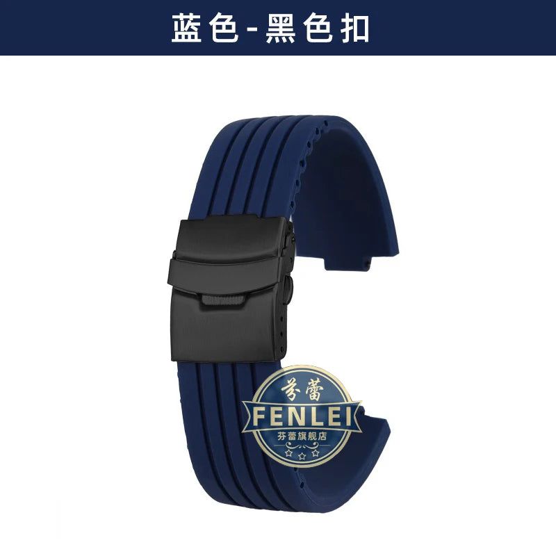 image-Custom Black Silicone Watch Strap - 180mm Secure Fit