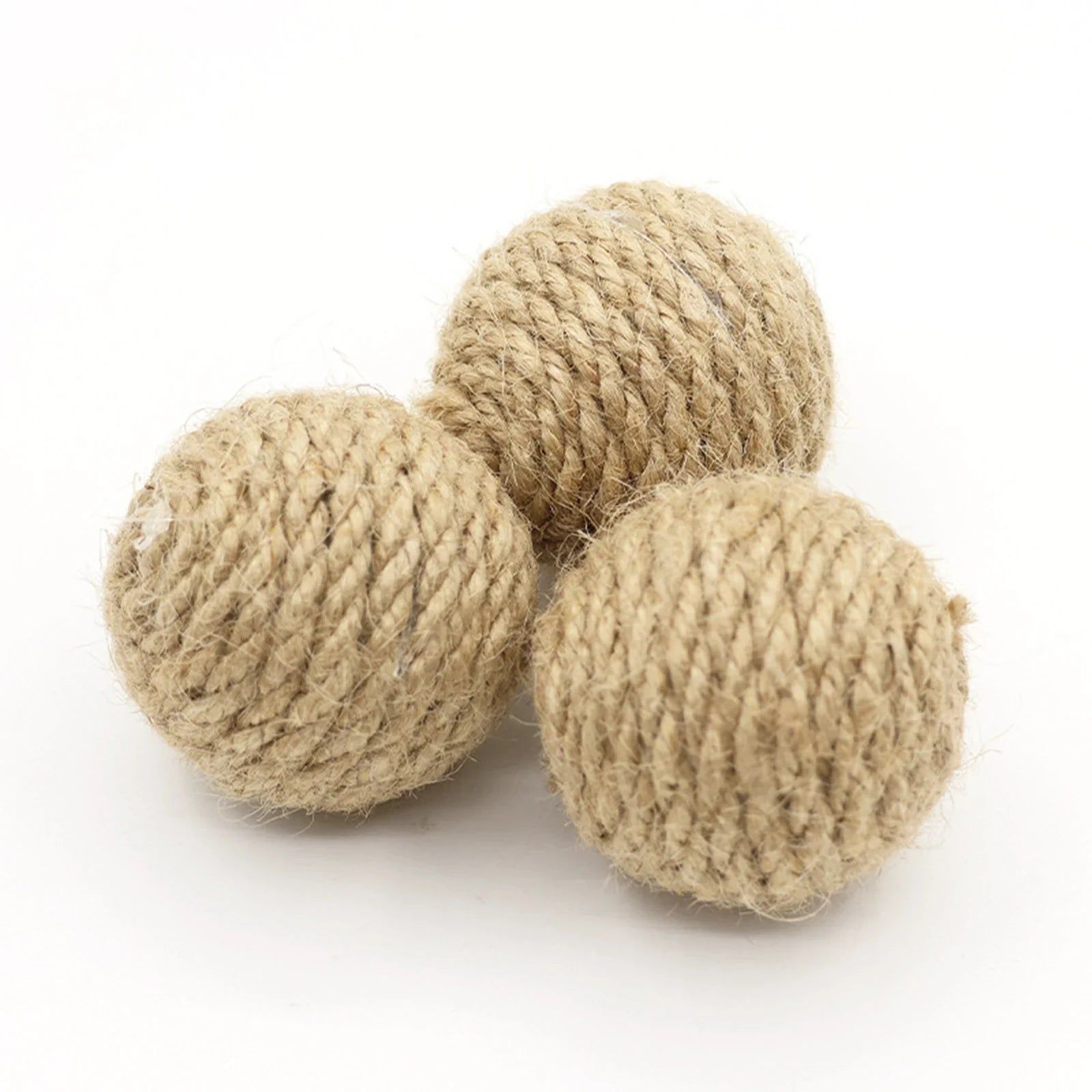 image-Interactive Sisal Hemp Rope Ball for Cats - 4.5cm Natural Toy