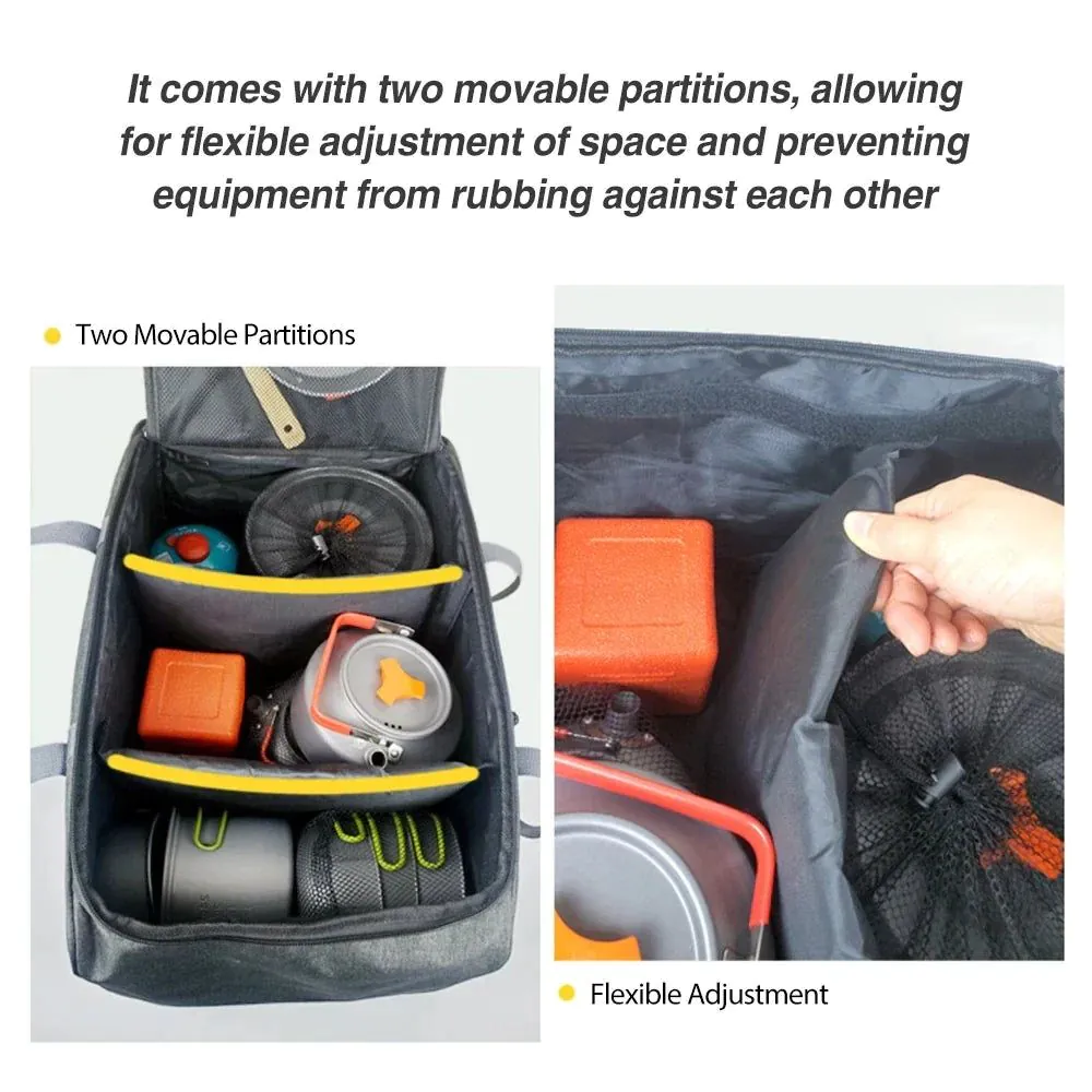 image-Portable Camping Cookware Storage Bag - Grey 41.5cm