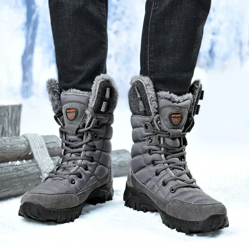 image-NNEOBA Men's High Top Leather Snow Boots