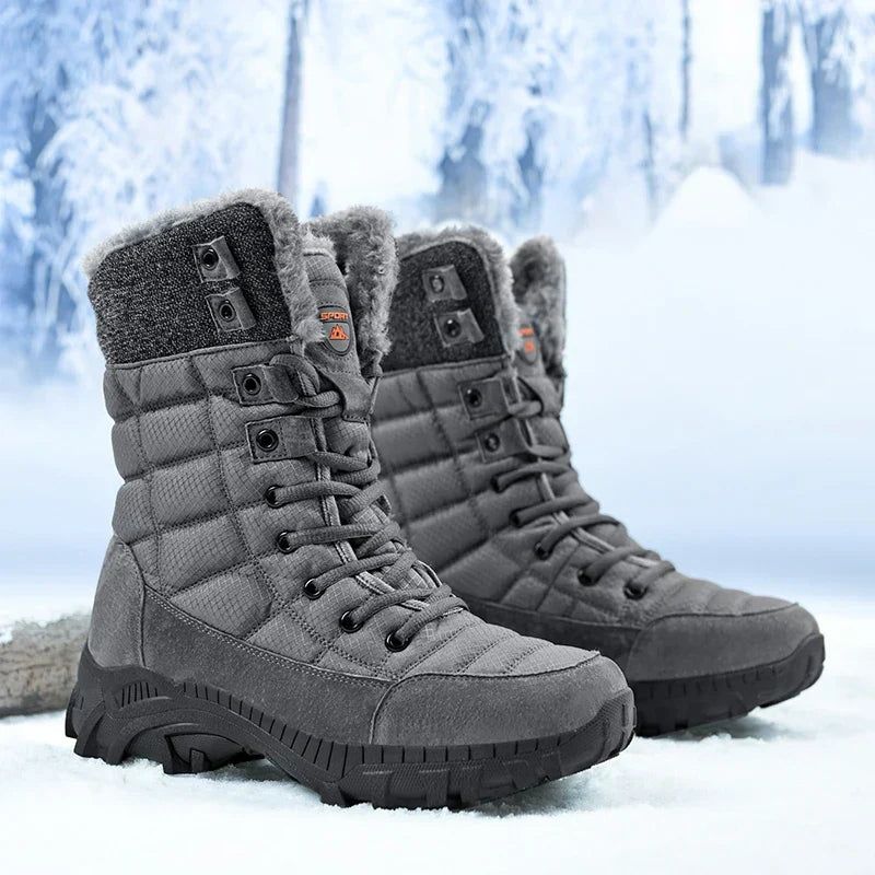 image-NNEOBA Men's High Top Leather Snow Boots