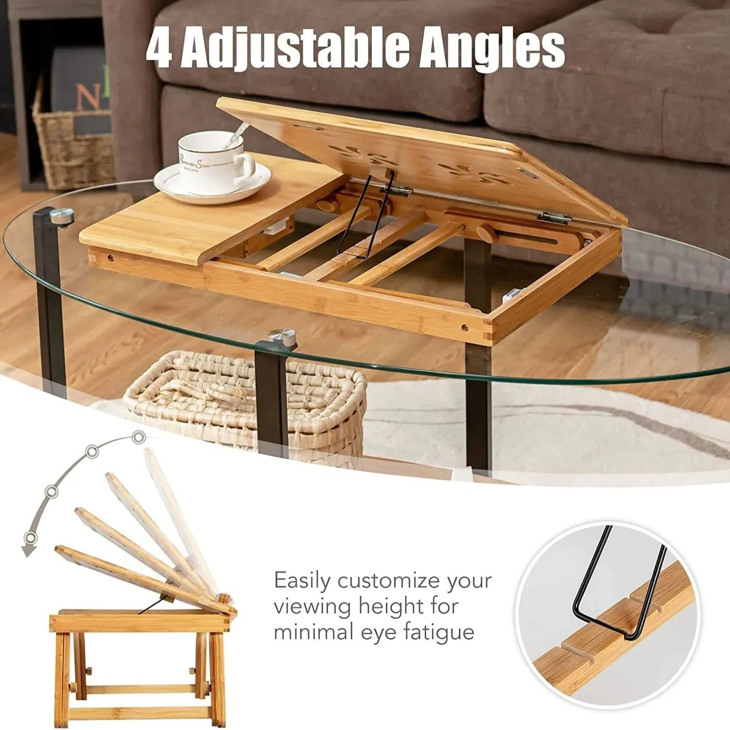 image-Portable Folding Laptop Lap Desk - Bed and Sofa Tray Table 